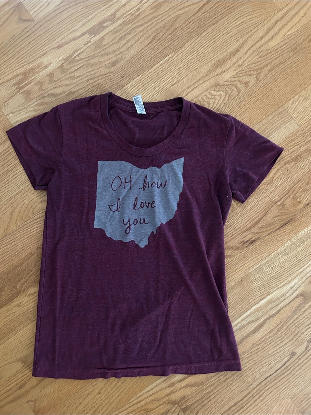 Burgundy Graphic Tee - "Oh How I Love You" Ohio Pride